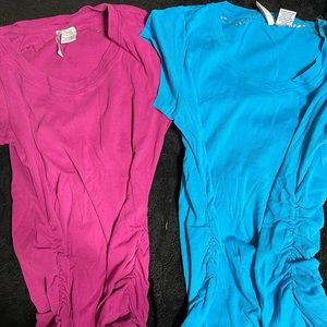 🤰Purple & Blue Ruched Short Sleeve V-neck Tees